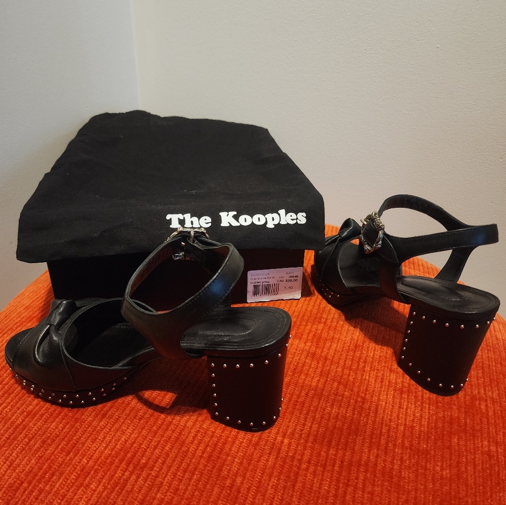 The Kooples Black Leather Heels with Studded Details - Picture 2 of 5